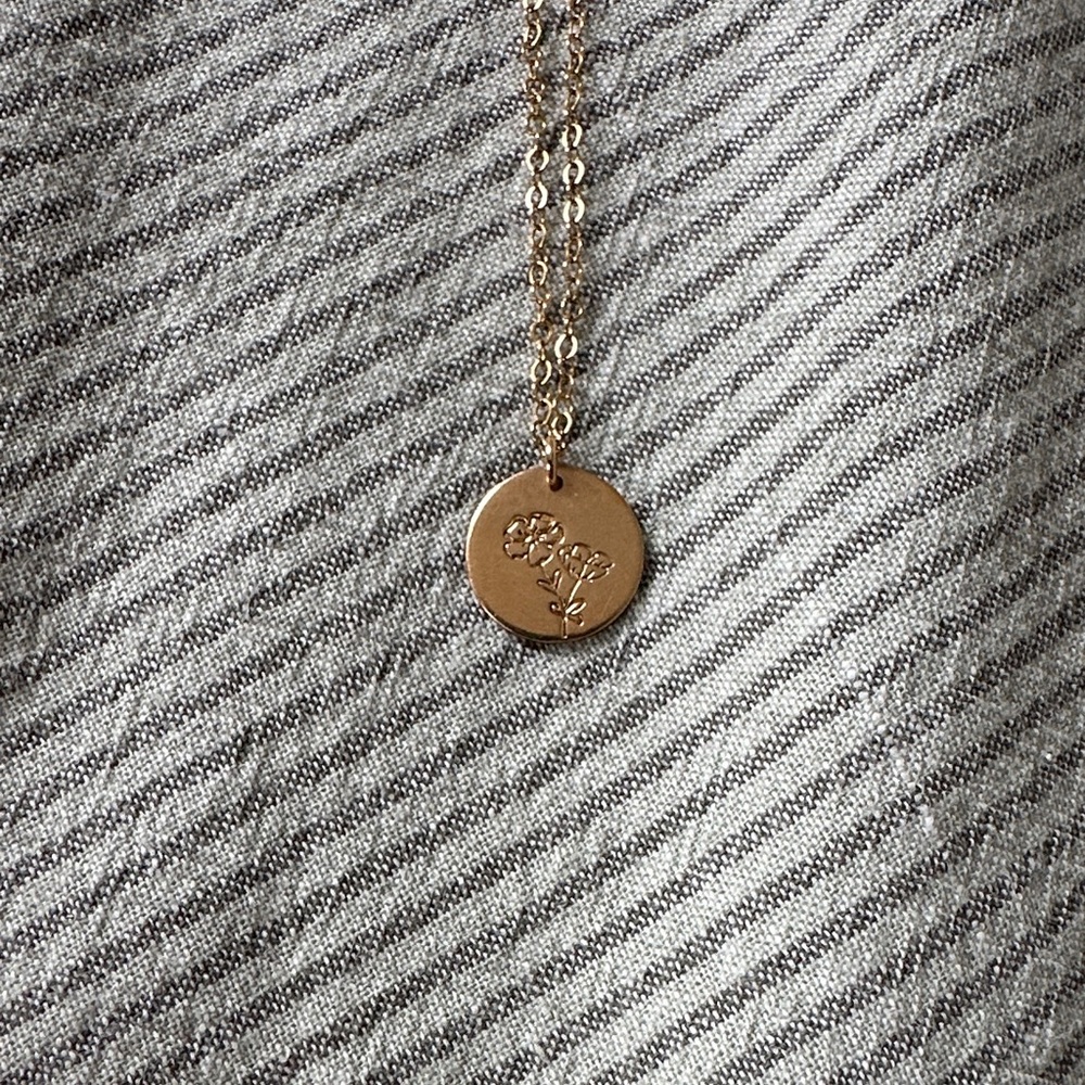 October Flower Gold Necklace Adjustable Length